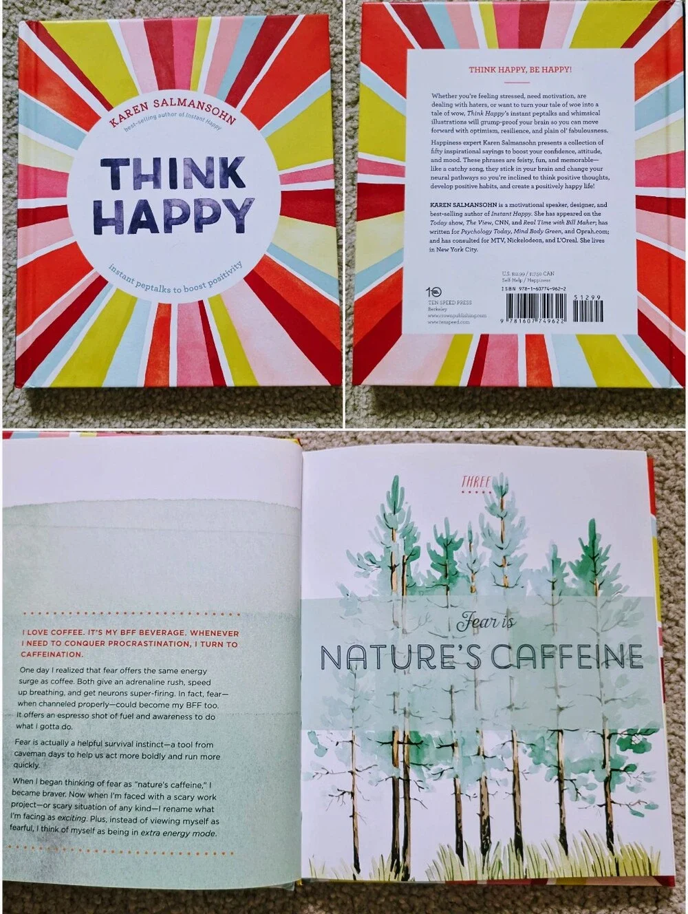 4-Book Self Care & Wellness Lot - Calm, Daily Journal, Think Happy, Small Stuff